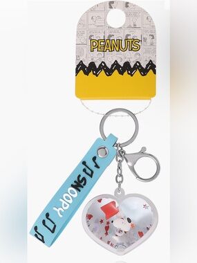 Peanuts Blue Silicone Snoopy Heart Liquid Keychain *NWT